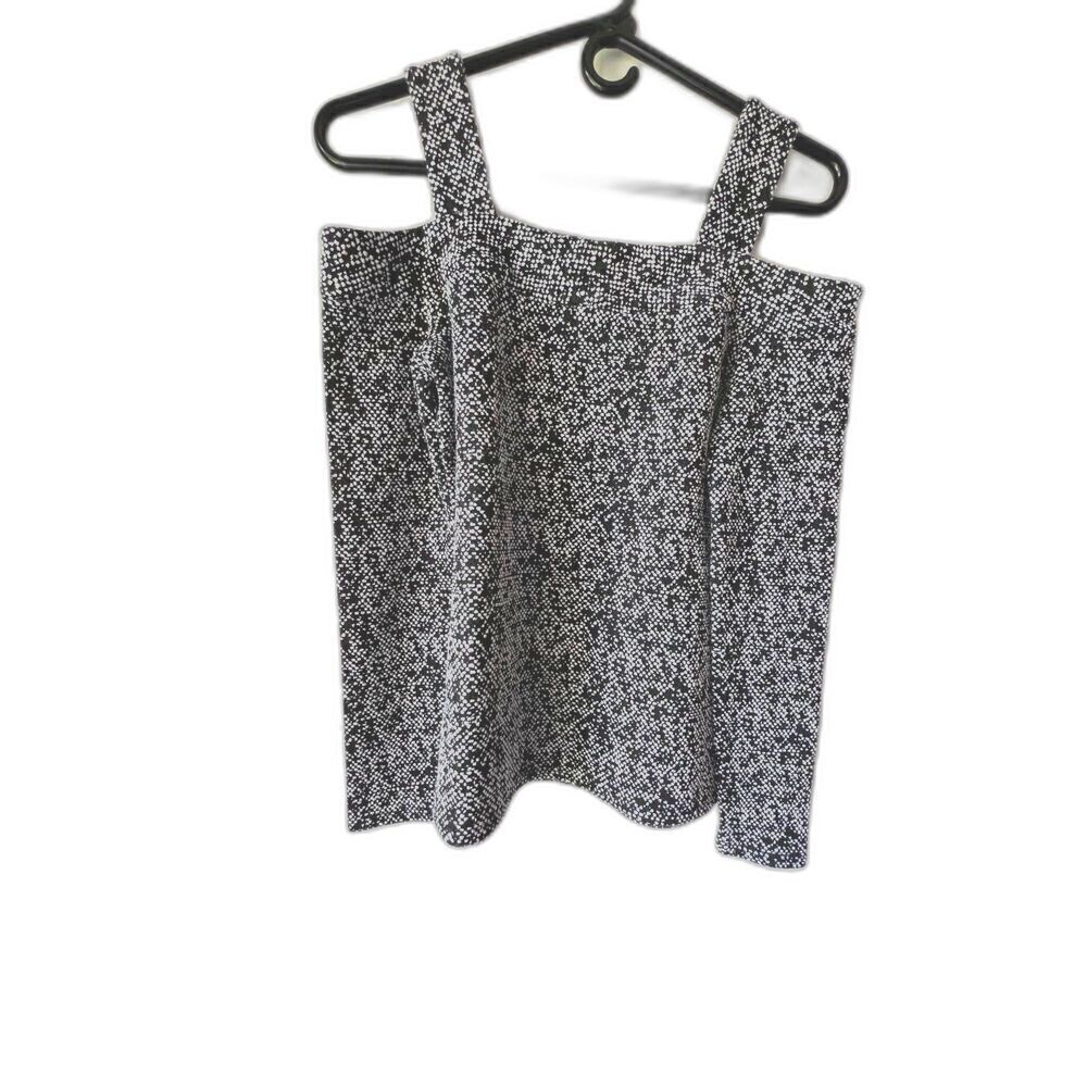 MICHAEL MICHAEL KORS Womens cut out of shoulders balck white Top size XS